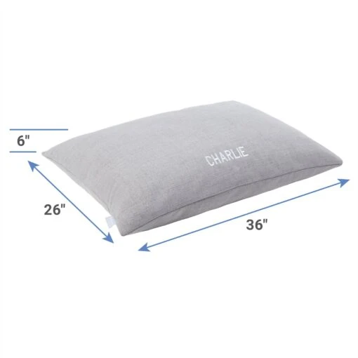 Frisco Personalized Knife Edge Bed, Dark Grey Linen, Large -Frisco 311762 PT1. AC SS1800 V1630682351