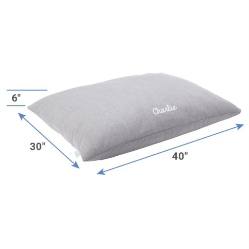 Frisco Personalized Knife Edge Bed, Dark Grey Linen, X-Large -Frisco 311764 PT1. AC SS1800 V1630682392